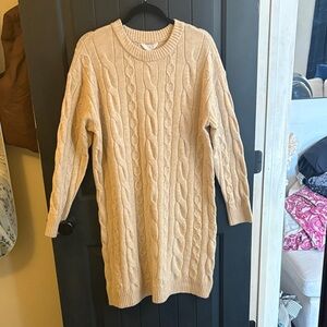 Time and Tru Beige Cable Knit Sweater Dress